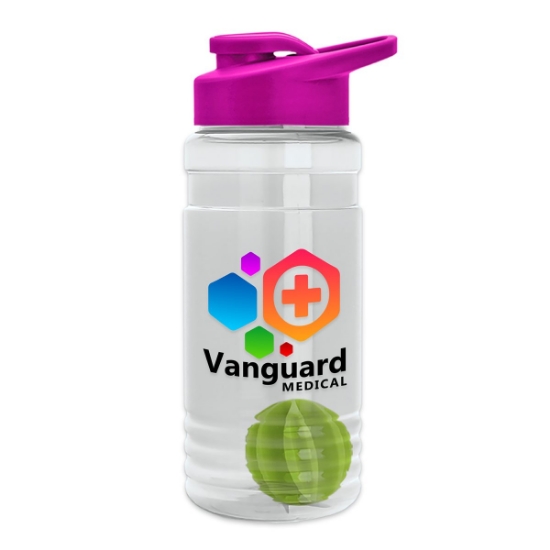 Garyline® Groove Tritan® Shaker Bottle with Drink-Thru Lid and Mixing Ball - 20 oz. - Clear