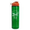 24 Oz. Wave Transparent Bottle w/Flip Top Lid - Translucent Green