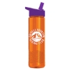 24 Oz. Wave Transparent Bottle w/Handle Straw Lid - Translucent Orange
