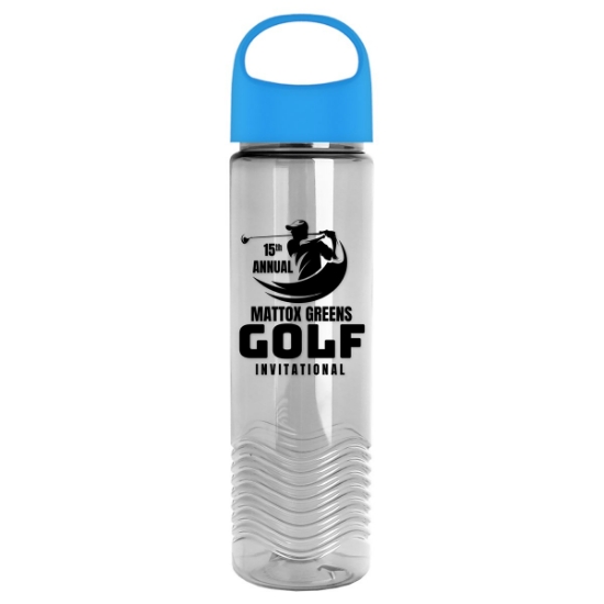 24 Oz. Transparent Wave Bottle w/Oval Crest Lid - Clear