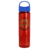 24 Oz. Transparent Wave Bottle w/Oval Crest Lid - Translucent Red