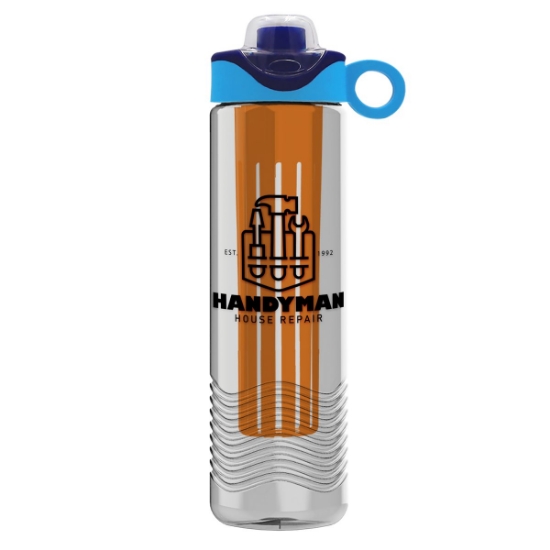 Garyline® Wave Tritan® Bottle with Two-Tone Drink-Thru Lid with Silicone Loop and Infuser - 24 oz. - Clear