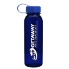 Garyline® Flat-Sided Tritan® Bottle with Tethered Lid - 24 oz. - Translucent Navy Blue