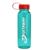 Garyline® Flat-Sided Tritan® Bottle with Tethered Lid - 24 oz. - Translucent Teal