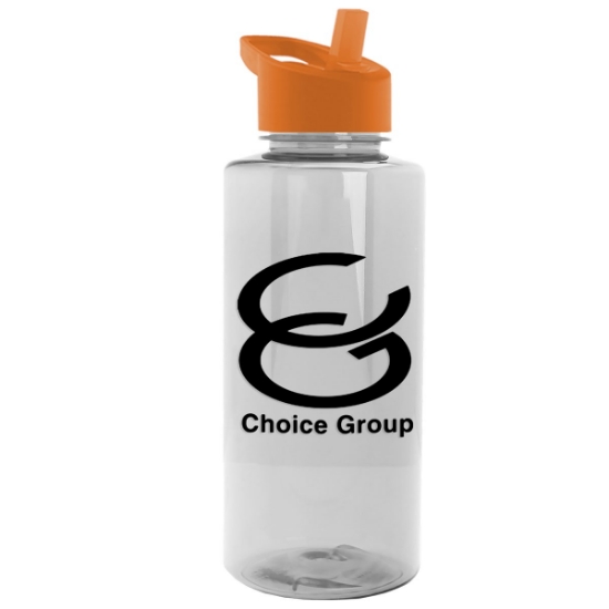 Garyline® Mountaineer Tritan® Bottle with Flip-Straw Lid - 36 oz. - Clear
