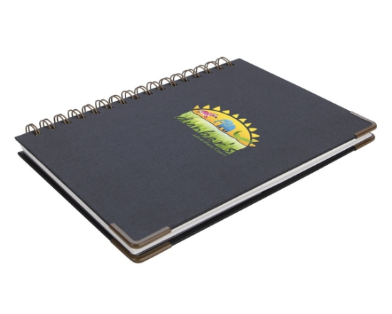 Good Value™ Woven Paper Hardback With Metal Accents Notebook - Black
