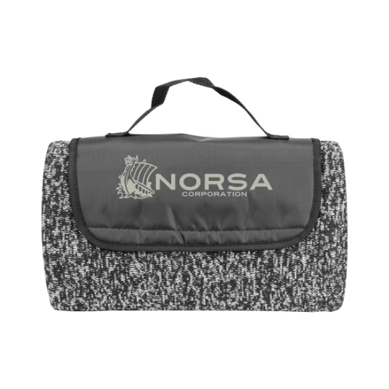 Heathered Fold Up Blanket - Black