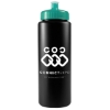 32 Oz. Sports Quart Bottle w/Push Pull Cap (White Or Frost) - Black
