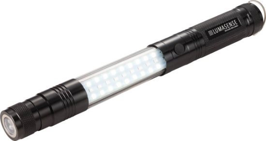 Telescopic Magnetic COB LED Flashlight w/Sidelight - Black