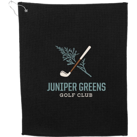 15'' x 18'' Recycled 200g Microfiber Waffle Towel - Black