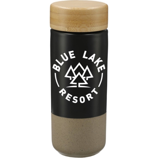 Arlo Ceramic Tumbler with Bamboo lid 11oz - Black