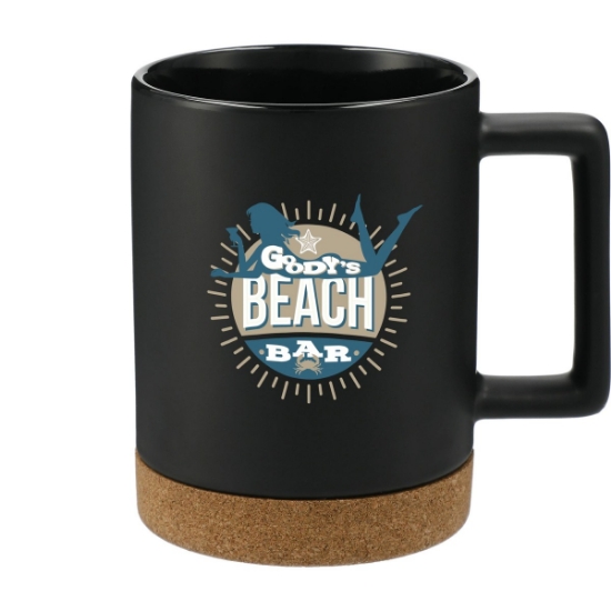 Bates 15oz Ceramic Mug w/ Cork Base - Black