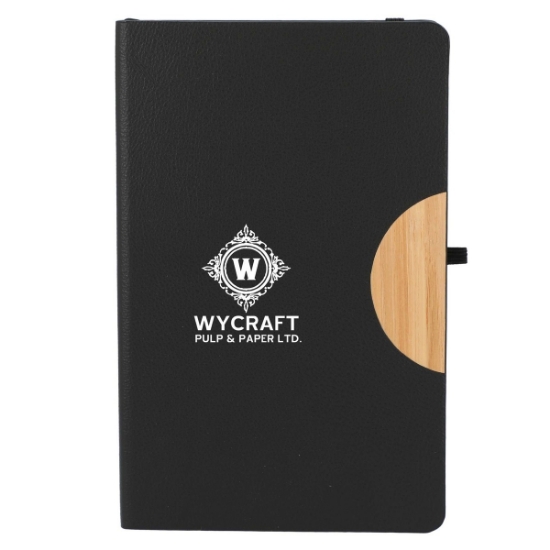 5.5'' x 8.5'' Kaya Recycled PU and Bamboo Journal - Black