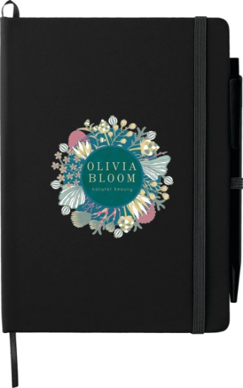 5'' x 7'' FSC® Mix Prime Notebook With Pen - Black