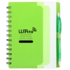 5'' x 7'' Recycled Dual Pocket Spiral Notebook w Pen - Lime