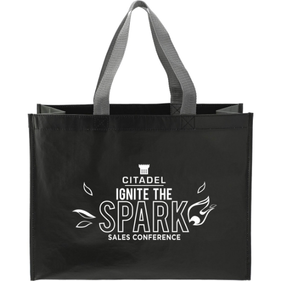 rPET Laminated Matte Shopper Tote - Black_Gray
