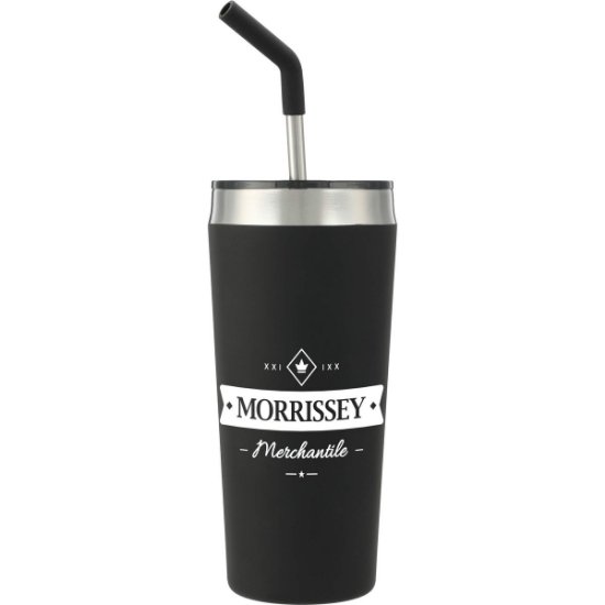 Faye 20oz Vacuum Tumbler w/ SS Straw - Black