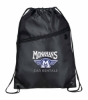 Robin Drawstring Polyester Bag with Front Zipper Pocket - Black
