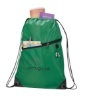 Robin Drawstring Polyester Bag with Front Zipper Pocket - Green