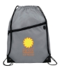 Robin Drawstring Polyester Bag with Front Zipper Pocket - Gray