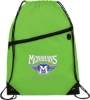 Robin Drawstring Polyester Bag with Front Zipper Pocket - Lime