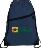 Robin Drawstring Polyester Bag with Front Zipper Pocket - Navy