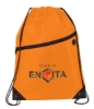 Robin Drawstring Polyester Bag with Front Zipper Pocket - Orange