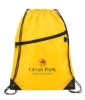 Robin Drawstring Polyester Bag with Front Zipper Pocket - Yellow