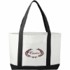 Large Canvas Boat Tote Bag - White w_Black Trim