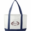 Large Canvas Boat Tote Bag - White w_Navy Blue Trim