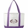 Large Canvas Boat Tote Bag - White w_Purple Trim