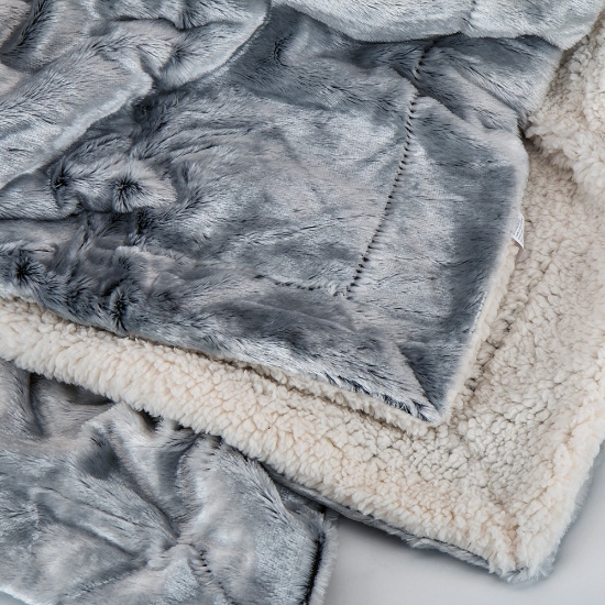 Velvet Sherpa Blanket - Gray