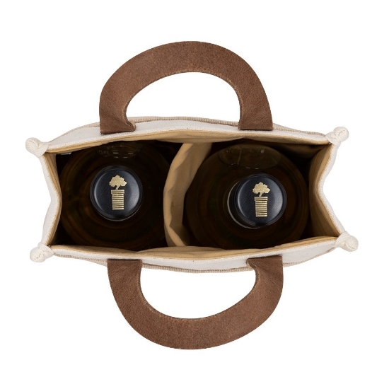 Sonoma Cotton Jute Wine Cooler Bag - Open