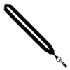 1" Cotton Lanyard with Metal Crimp & Metal Bulldog Clip - Black