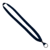 5/8" Polyester Shoelace Lanyard with Metal Crimp & Split-Ring - Navy