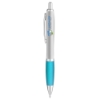 Curvaceous Silver Matte Ballpoint Pen - Caribbean Blue