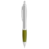 Curvaceous Silver Matte Ballpoint Pen - Olive Green
