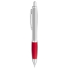 Curvaceous Silver Matte Ballpoint Pen - Red