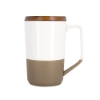 Rochester 15oz Two-Tone Ceramic Mug w/Wood Lid - White