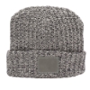 Milliner Cuffed Knit Beanie with Leather Patch - Slate Gray