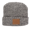 Milliner Cuffed Knit Beanie with Leather Patch - Tan