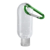 1.9 oz. Clear Sanitizer in Clear Bottle with Carabiner - Green