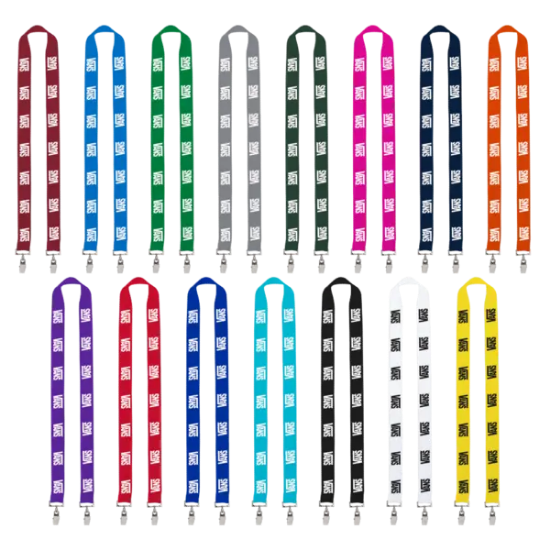 IMPORT Rush 1" Polyester 2-Ended Lanyard with Dual Sewn Silver Metal Split-Ring - Group