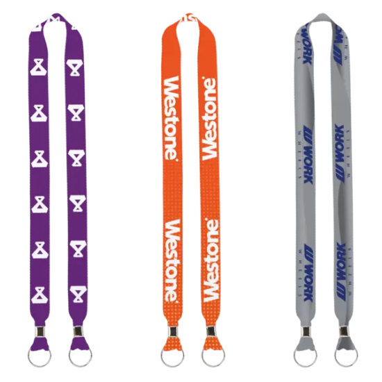 IMPORT Rush 1" Dye-Sublimated 2-Ended Lanyard with Dual Silver Metal Crimp & Split-Ring - Group