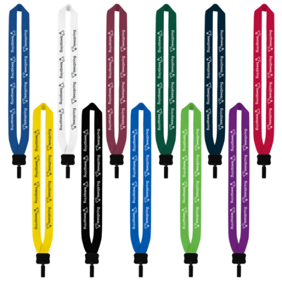 1" Cotton Lanyard with Plastic Clamshell & O-Ring - Group