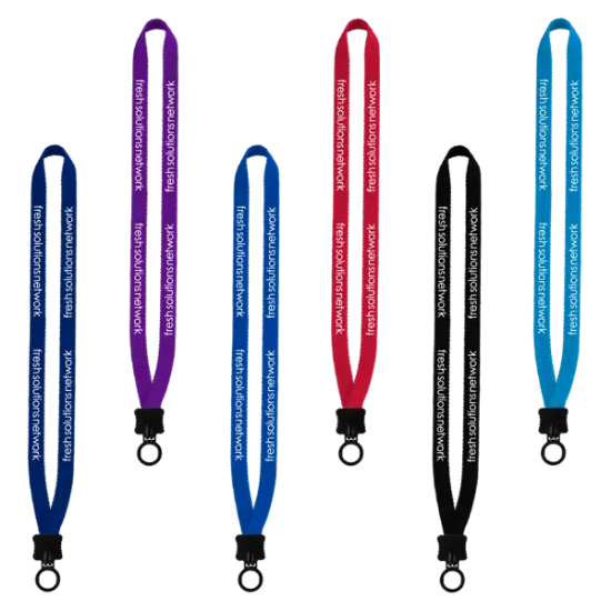 1/2" Smooth Nylon Lanyard with Plastic Clamshell & O-Ring - Group