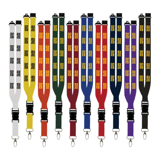 Maverick 1" Polyester Lanyard w/ Slide Buckle Release, Silver Metal Oval & Convenience Release - Group
