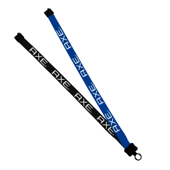 3/4" Multi color (left and right) Polyester Lanyard with Plastic Clamshell - Group