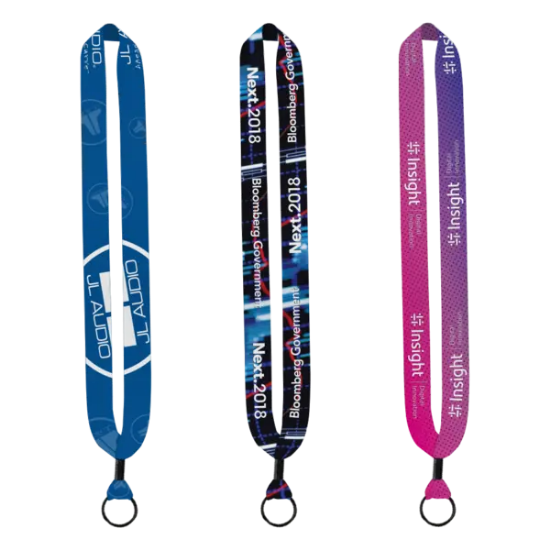 1" Dye-Sublimated Lanyard with Metal Crimp & Metal Split-Ring - Group