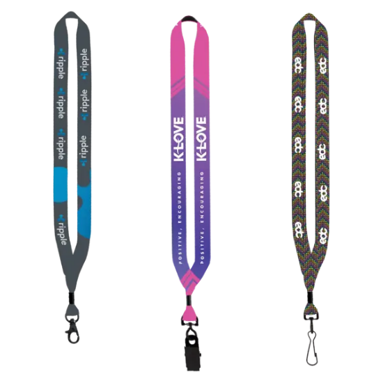 3/4" Dye-Sublimated Lanyard with Metal Crimp & Metal Split-Ring - Group